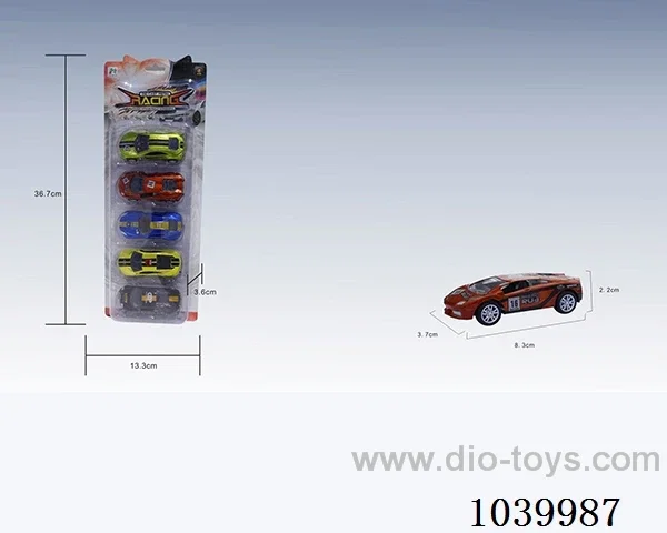1:50 5PCS pull back alloy car 6sets&6color mixed loading  in clam shell