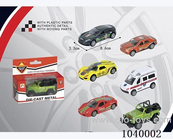 1:50pull back alloy car 6sets&6color mixed loading   in window box