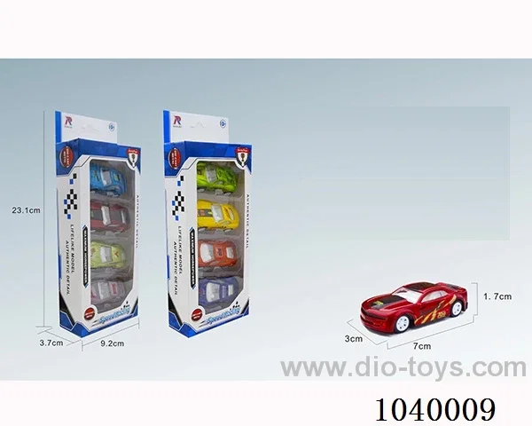 4pcs pull back alloy car 8sets&8color mixed loading   in window box