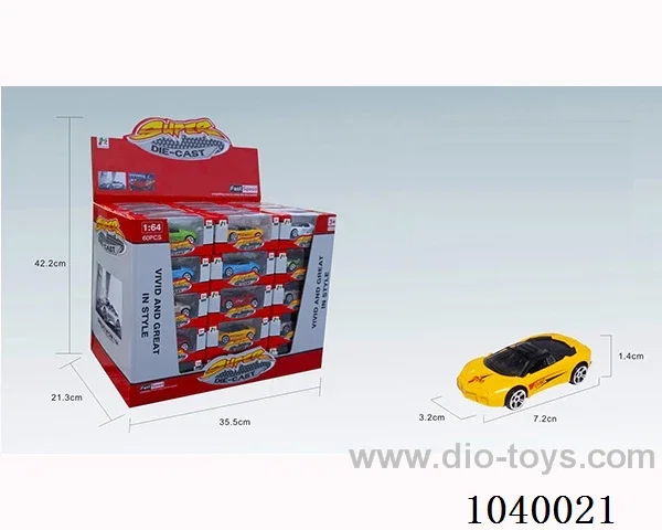 free wheel alloy car 16sets&8color mixed loading  in display box