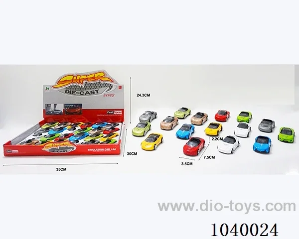 24pcsfree wheel alloy car 16sets&8color mixed loading  in display box