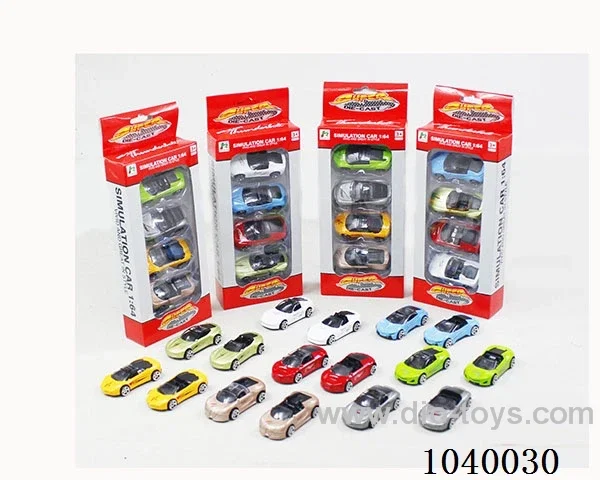 1:64 4pcs free wheel alloy car 16sets&8color mixed loading   in window box