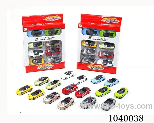 1:64 8pcs free wheel alloy car 16sets&8color mixed loading   in window box