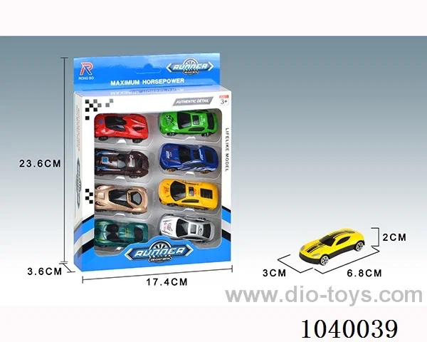 8pcs free wheel alloy car 12sets&12color mixed loading   in window box