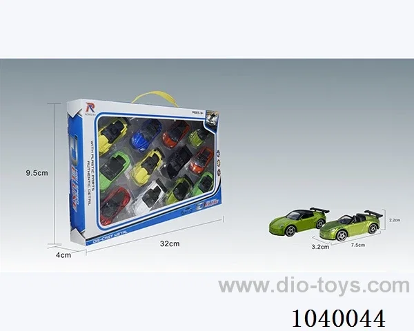 1:68 2pcs free wheel alloy car 16sets&8color mixed loading   in window box