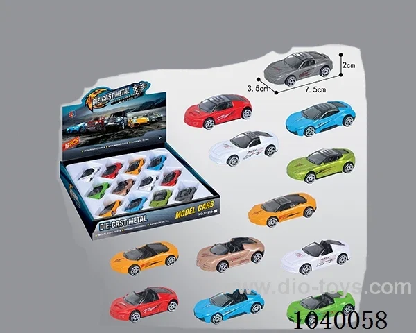 1:64 2pcs free wheel alloy car 16sets&8color mixed loading  in display box