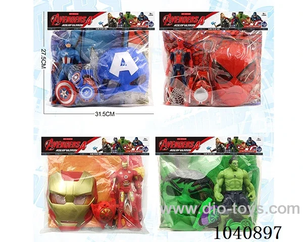 Avengers - America/Spider/Steel/Hulk with light in pvc bag