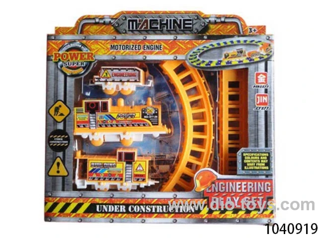 engineering rail train set in window box