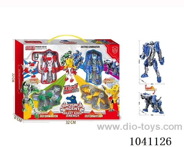 4 in 1 Dinosaur Shape-shifting robot in window box