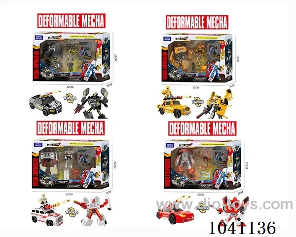 Transforming car robot 4sets mixed loading in window box