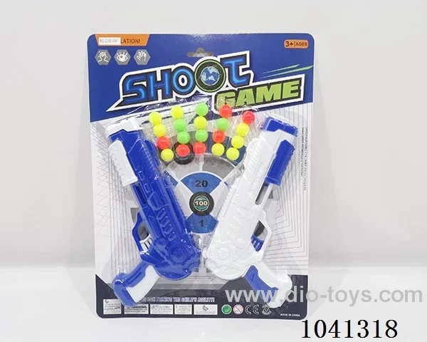 Soft bomb &ping pong gun set 2color mixed loading in blister card