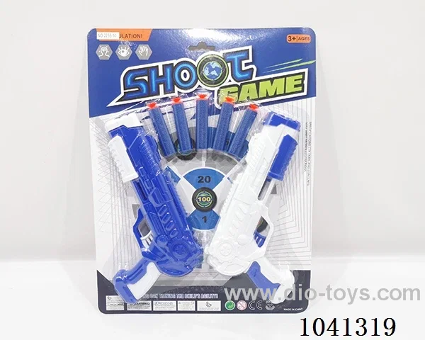 Soft bomb &ping pong gun set 2color mixed loading in blister card