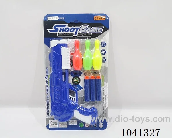 Soft bomb &ping pong gun set 2color mixed loading in blister card