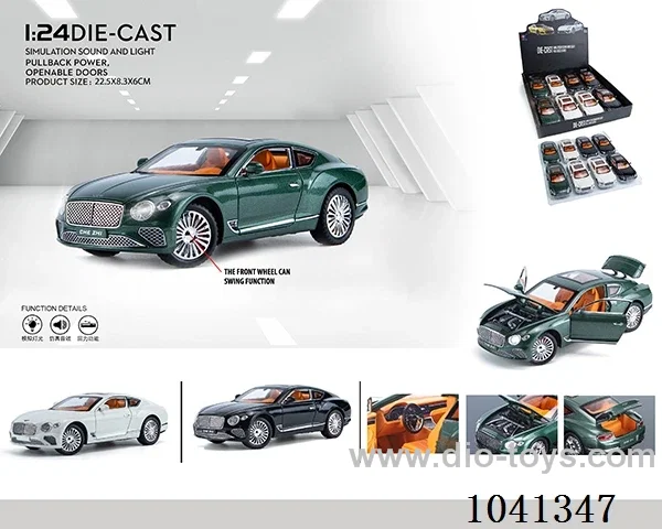 1:24 pull back car with sound&light 3color mixed loading in display box