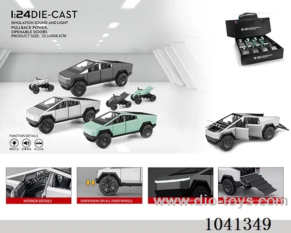 1:24 pull back alloy car with sound&light 3color mixed loading in display box
