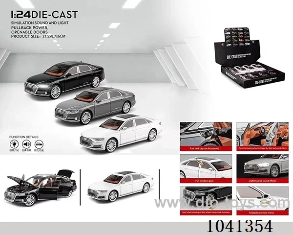 1:24 pull back car with sound&light 3color mixed loading in display box