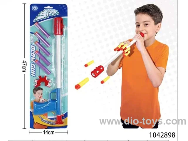 mouth shotting gun in blister card