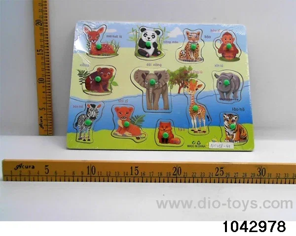 Wooden puzzles in Plastic film