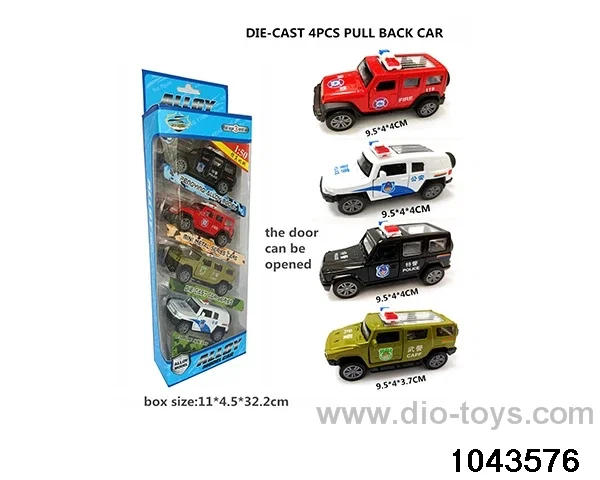 Alloy return car in 4pcs window box