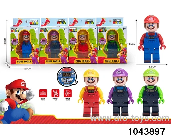 Building block body with clock (4 mixed) in color box