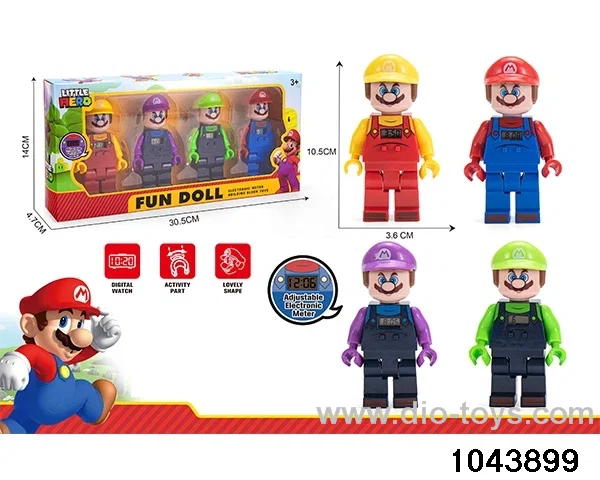 Super Mario with Clock in 4pcs color box