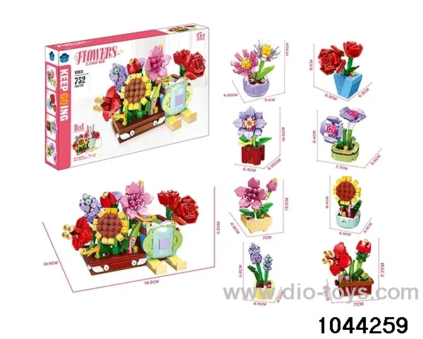 Picking up flowers in color box