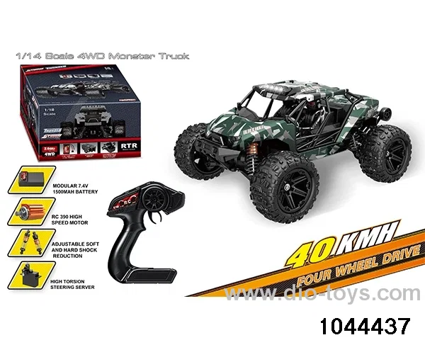 1:14 Full Scale High Speed Desert Truck Green in color box included battery