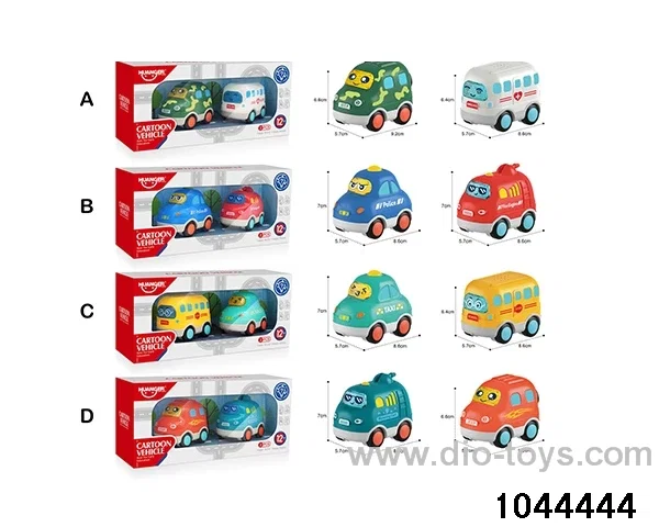 (GCC) Funny sound and light cartoon cars (2 pieces) - Model A (jeep, ambulance) for children's education and enlightenment Early childhood education toys Mother and baby toys Creative toy cars in window box