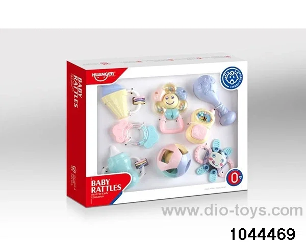 Plain AB rattle (8-piece set) for children's intelligence enlightenment Early education toy Mother baby toy Baby pacifying toy Creative toy in window box