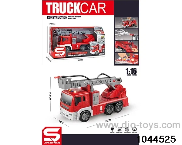 1: 16 inertia ladder fire truck with light, music and water spray in window box