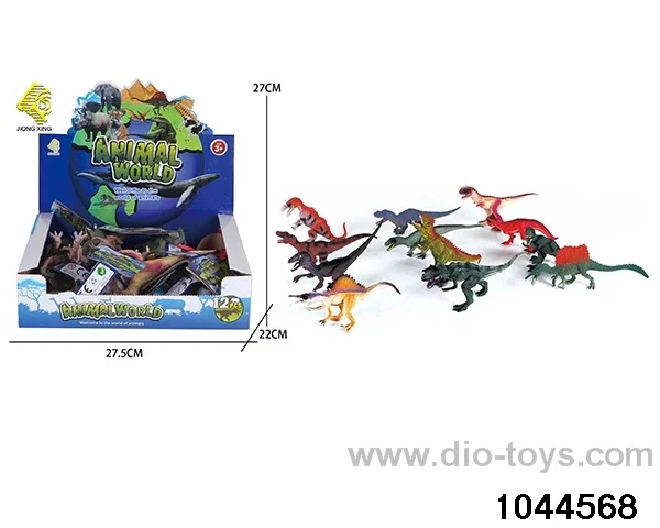 12 solid dinosaurs in display box