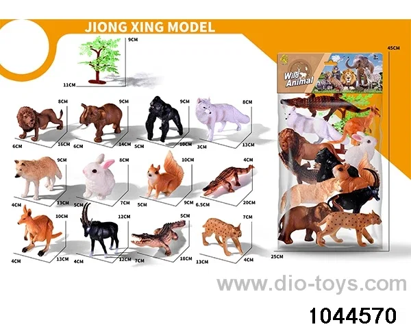 12 simulated animals in PP bag with header