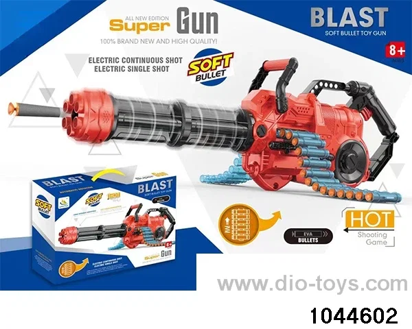 Electric Gatlin soft bullet gun on chain in color box
