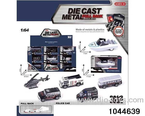 1: 64 Return Alloy Cars (36 pieces\/box) Special Police Series 6 Mixed Pack in display box