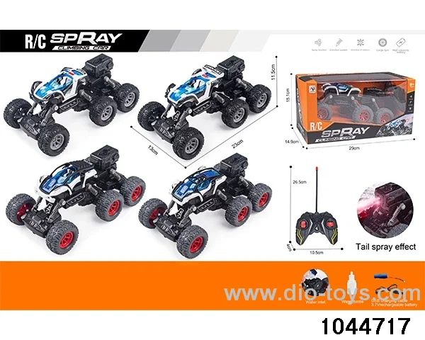 Five way six wheel remote control climbing car with light and spray in window box