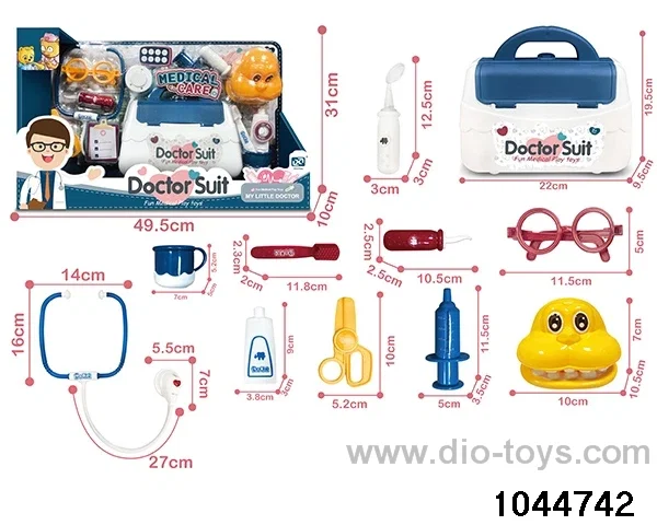 Children's doctor toy set, acousto-optic dentistry, portable box, storage box in display box