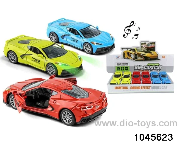 12pcs 1:32 pull back alloy car with light/music