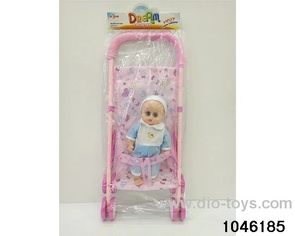 14 inch doll with IC with 57.5CM iron trolley in PP bag with header