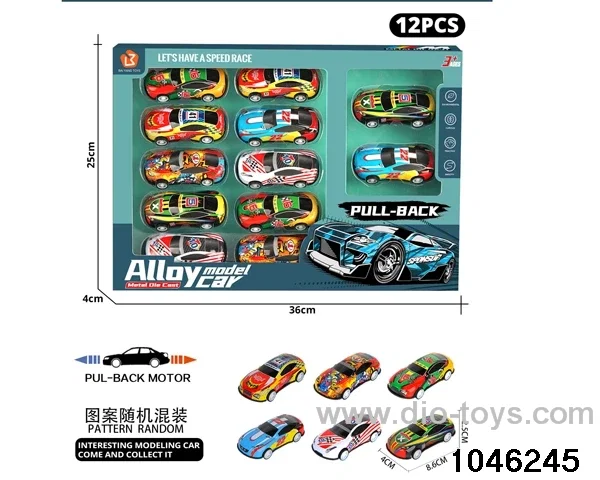 12pcs 8.6cm pull back car