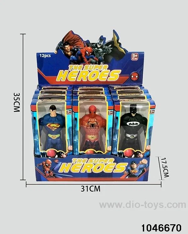 12 SPIDER-MAN _x000D_
BATMAN _x000D_
SUPERMAN 16CM _x000D_
WITH LIGHTS
