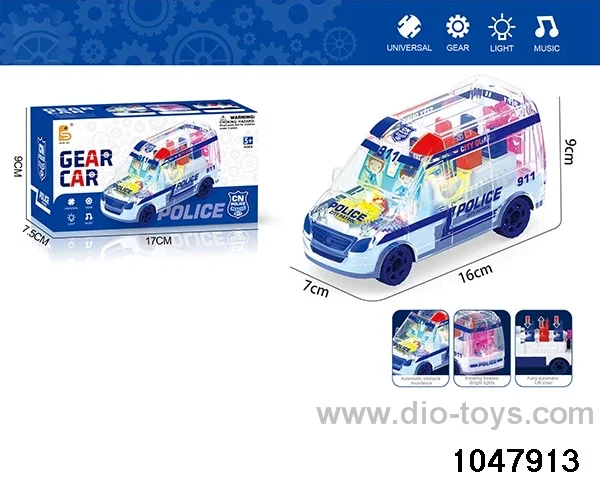 Electric Gear Lighted Musical Police Car in color box