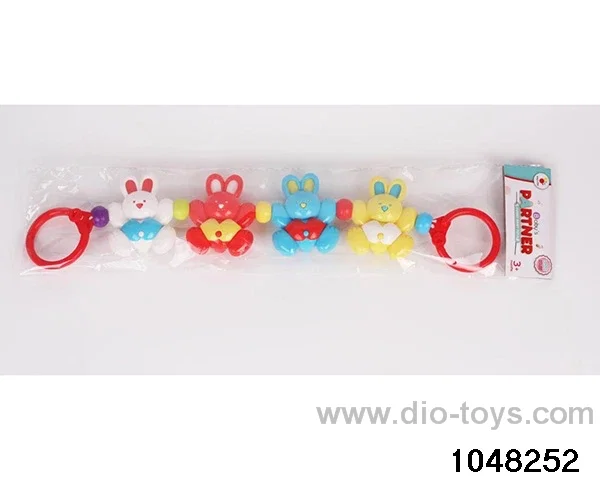 Baby pulls rabbit with four hands in poly bag header
