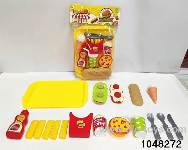 Assembled grilled hamburger combination in PP bag with header