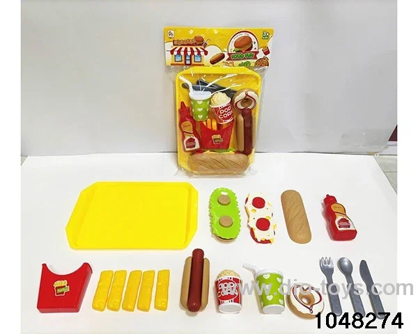 Assembled grilled hamburger combination in PP bag with header