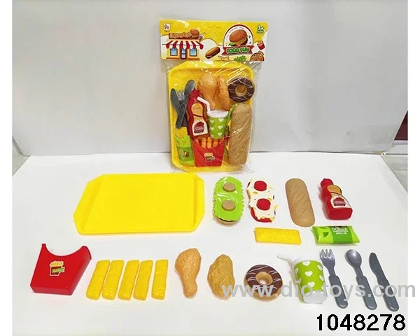 Assembled grilled hamburger combination in PP bag with header