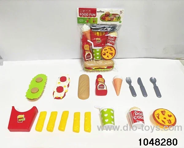 Assembled hamburger combination in poly bag header
