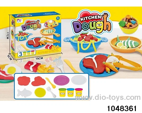 Colorful clay toys in color box