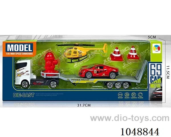 Alloy trailer with 1 alloy aircraft and 1 alloy simulation pullback car
