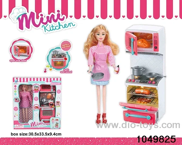 Stove + Barbie (lights and music) in window box