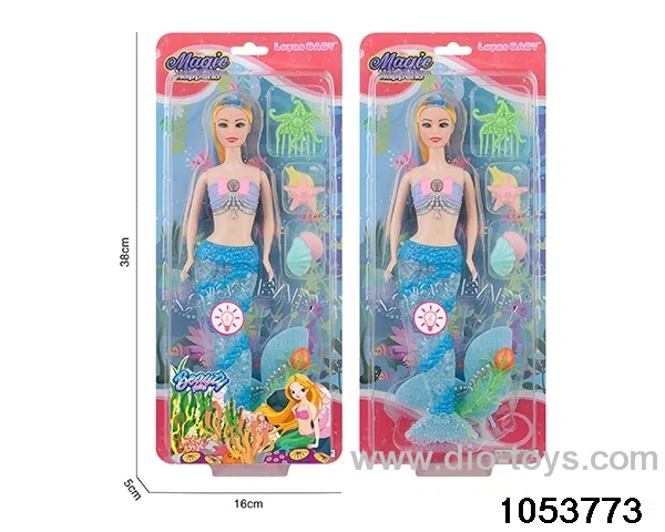 11 inch mermaid with light and music in clam shell